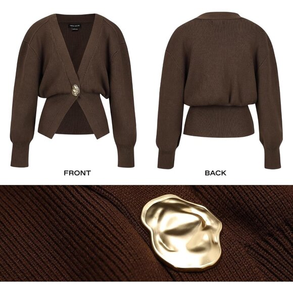 Women Knitted Cardigan V-Neck Long Sleeve Lightweight Button Down Outwear - Picture 3 of 6